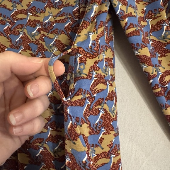 BROOKS BROTHERS Silk Dress Deer Animal Print Slinky Stretch Womens XL Wrap - Picture 9 of 16